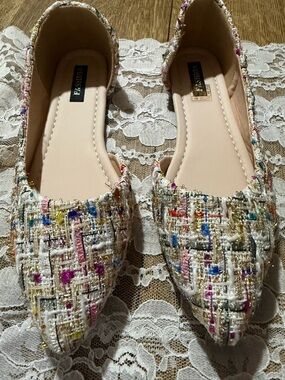 Fashion Brand Company Multicolor Tweed Pointed Ballet Flats